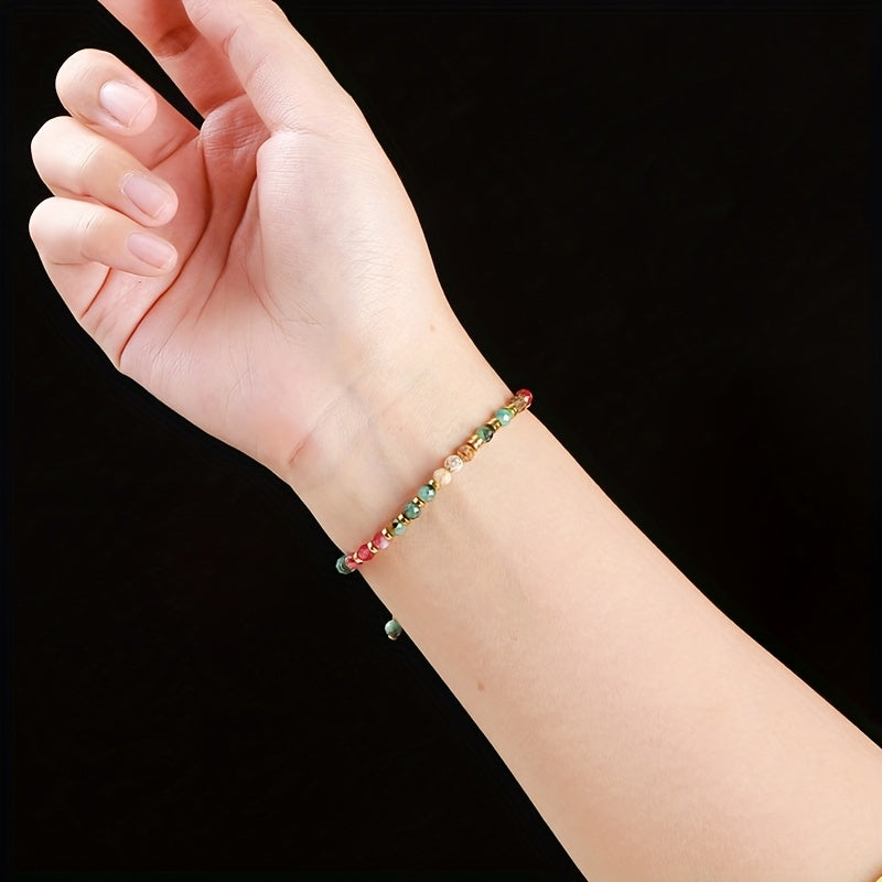 1pc Natural Stone Adjustable Bracelet - Energy Healing & Casual Elegance