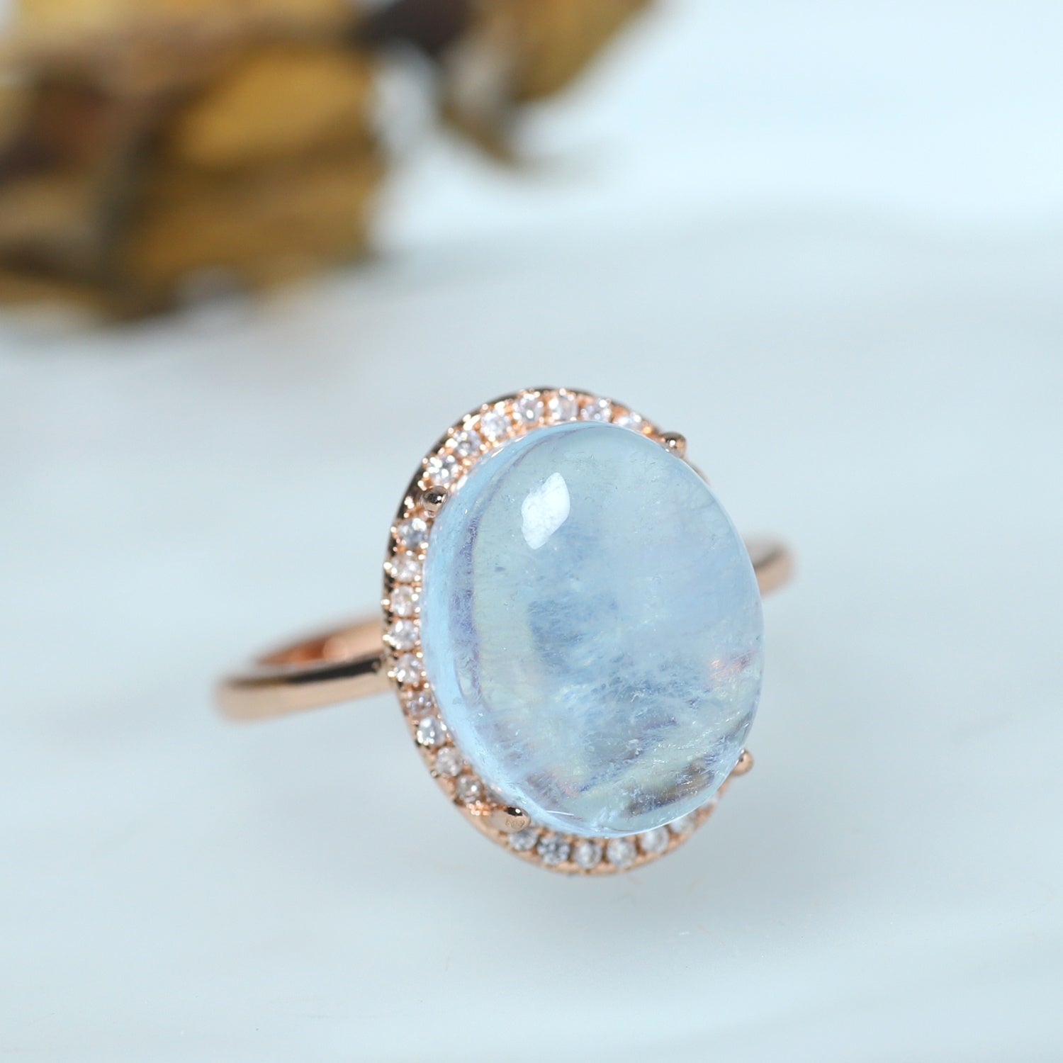 Elegant Oval-Cut Blue Sapphire Halo Ring for Spiritual Connection & Daily Wear