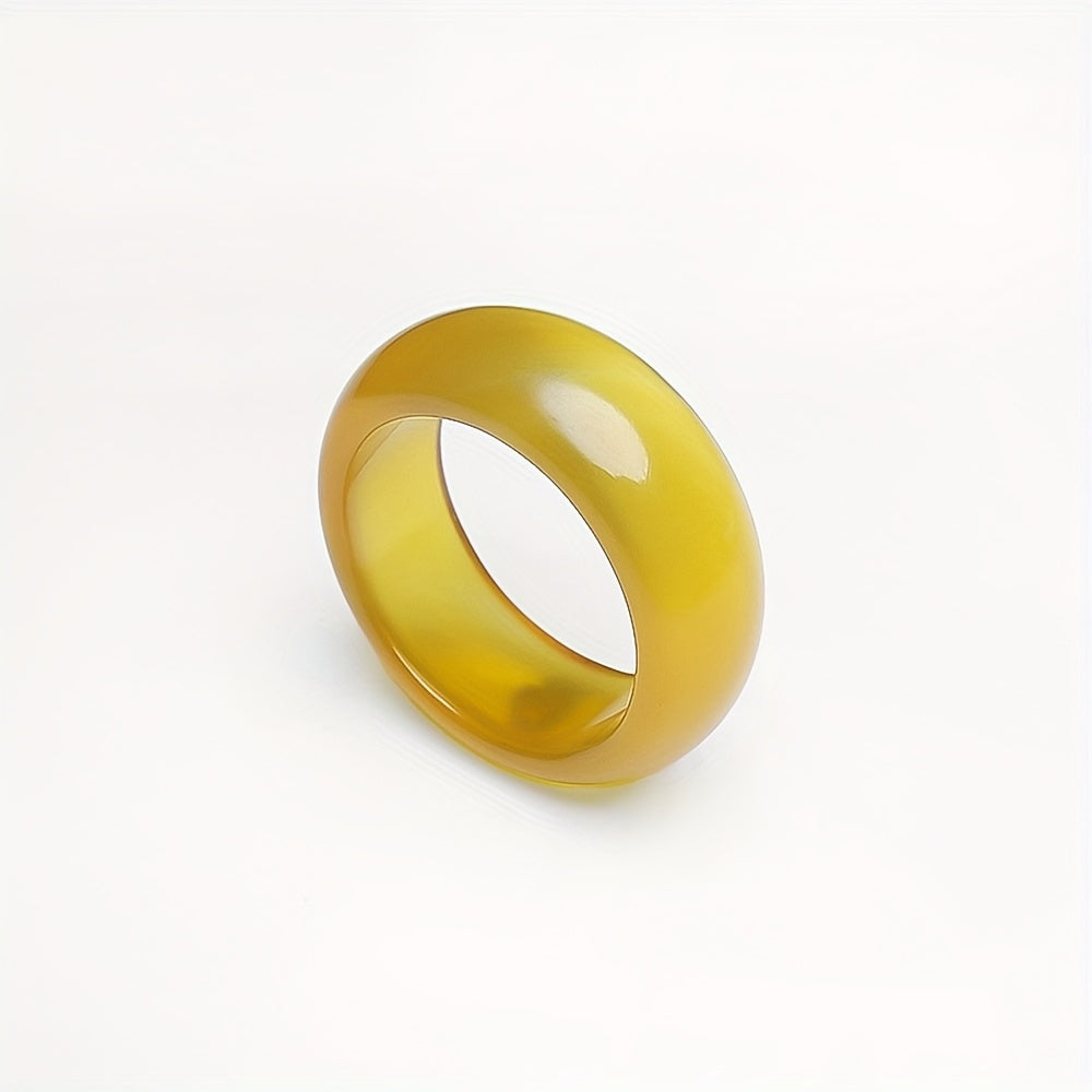 Yellow Agate Ring - Natural Stone Energy for Harmony and Prosperity