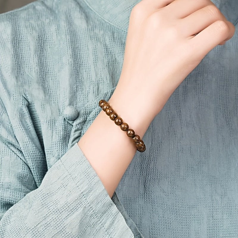 17pcece Veneer Wooden Bracelet - Natural Wood Beads for Daily Energy & Spiritual Harmony