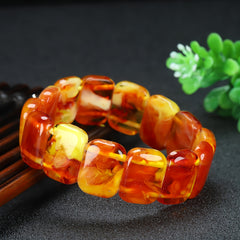 Natural Blood Silk Peridot Beaded Bracelet for Abundance & Emotional Healing