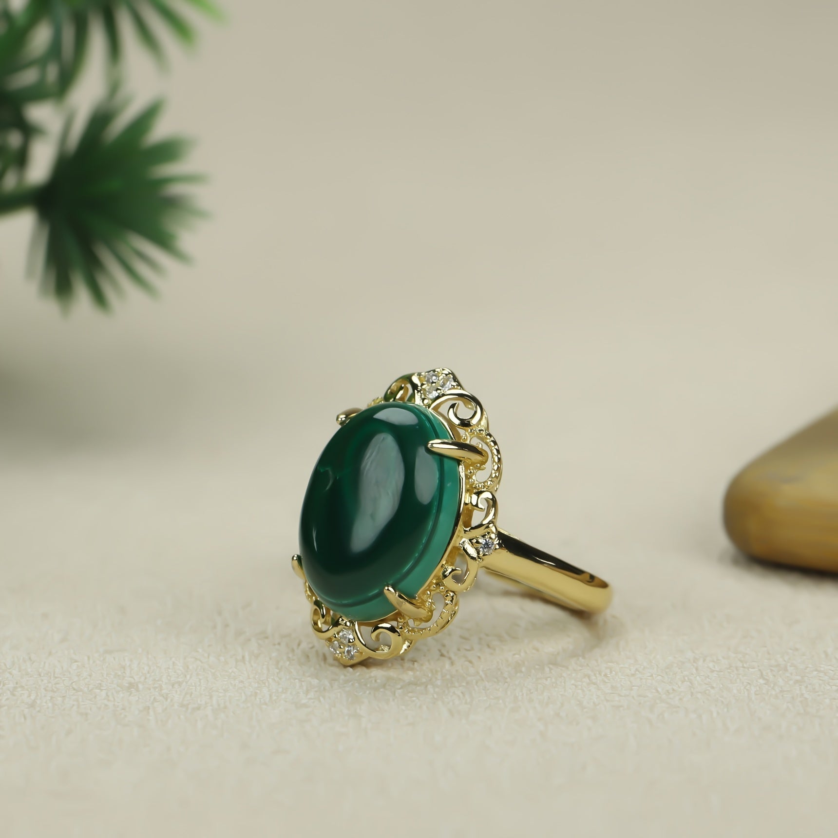 Natural Malachite Saddle Ring for Emotional Healing and Protection