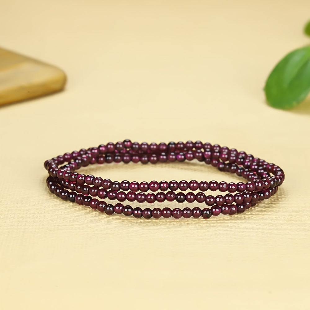 Purple Crystal Bead Bracelet for Women, Multi-Strand Spiritual Jewelry