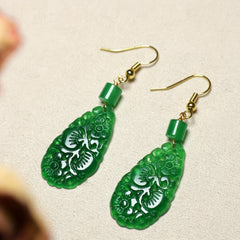 Natural Stone Floral Drop Earrings - Floral Energy for Beach Parties & Festivals with Spiritual Harmony