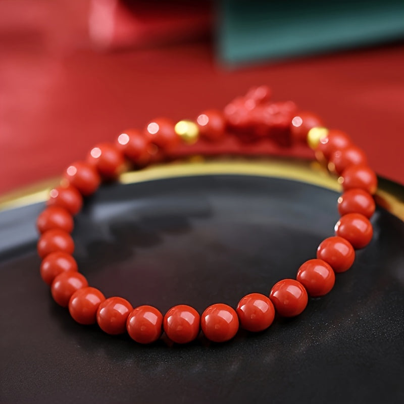 Cinnabar Stone Bead Bracelet - Protection & Courage Energy for Daily Wear