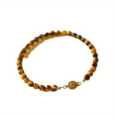 Synthetic Tiger's Eye Bracelet - Brown & Gold-Brown Striated Beads for Everyday Elegance & Energy Balance