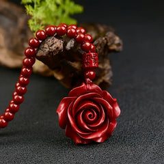 Handmade Red Rose Necklace - Burgundy Floral Jewelry for Love, Luck & Spiritual Harmony