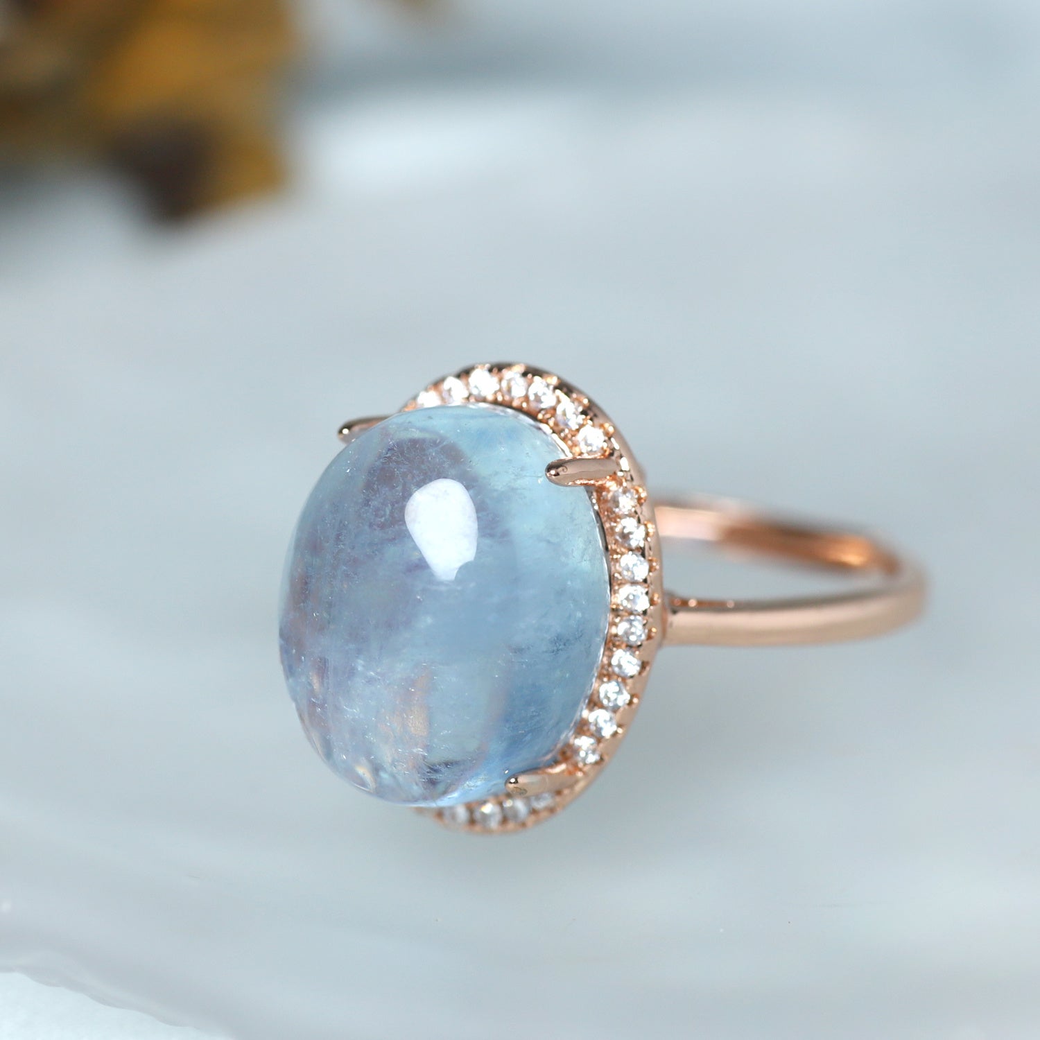 Elegant Oval-Cut Blue Sapphire Halo Ring for Spiritual Connection & Daily Wear
