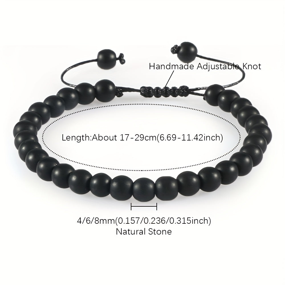 Elegant Vintage Black Matte Stone Bracelet - Grounding Energy for Daily Wear