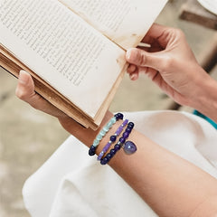 Avant-Garde Amethyst Heart Bracelets - Luxury Natural Stone Set for Parties & Graduation Gifting