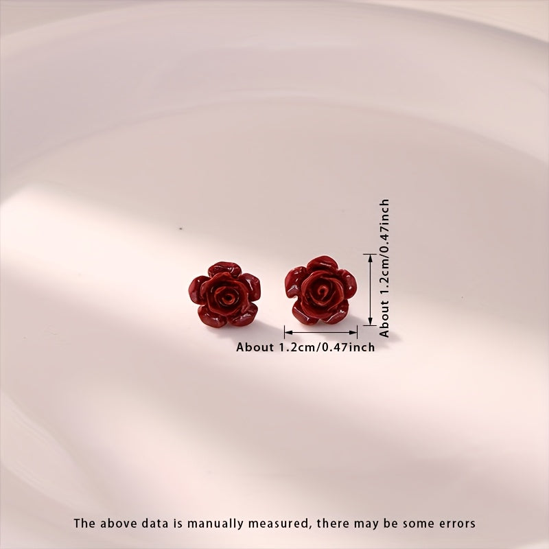 Cinnabar Rose Earrings - 12mm Handcrafted Silver Hoops for Energy Balance & Special Occasions