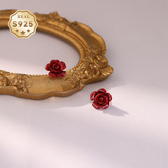 Cinnabar Rose Earrings - 12mm Handcrafted Silver Hoops for Energy Balance & Special Occasions