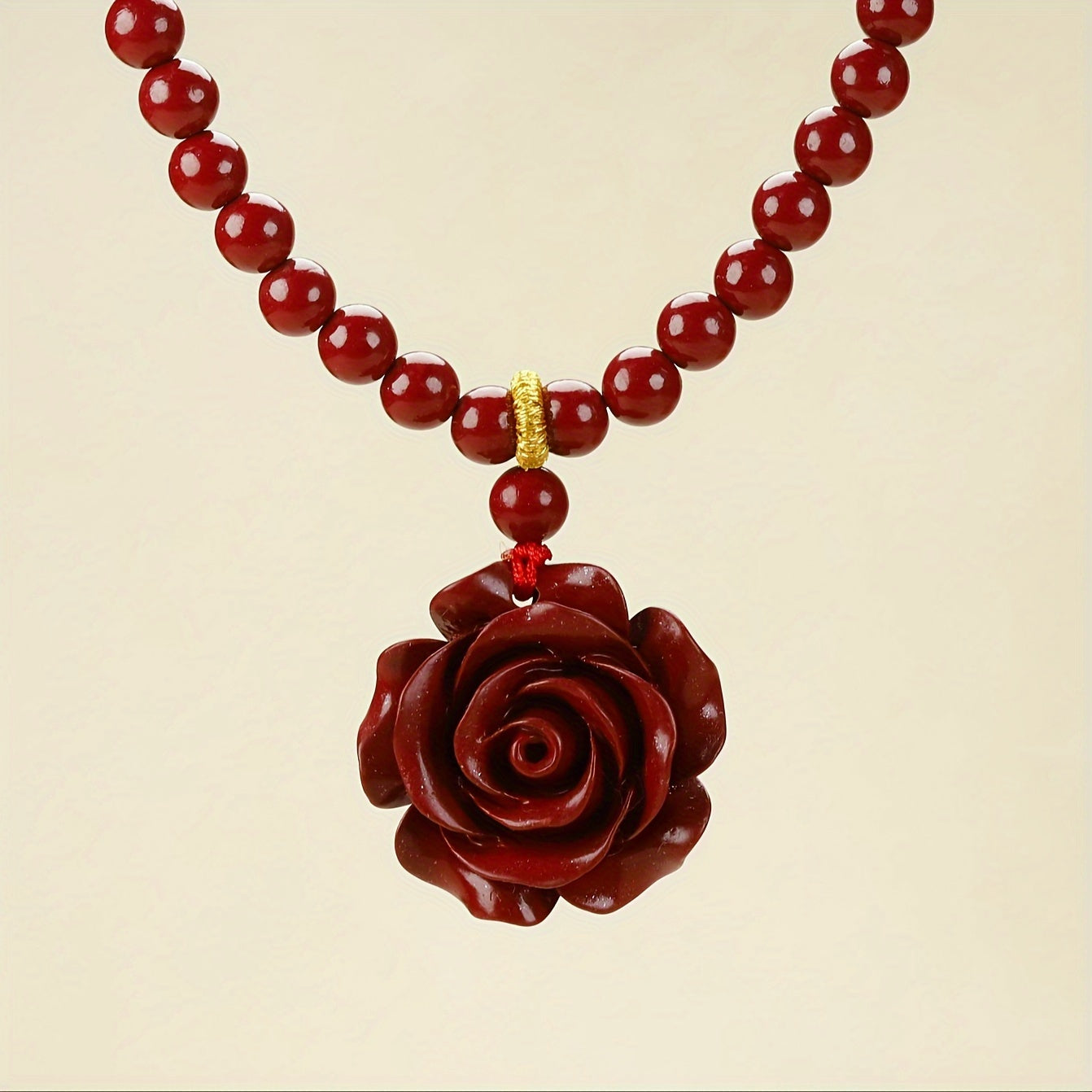 Cinnabar Rose Pendant elegant presentation