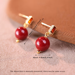 Elegant Vintage Cinnabar Drop Earrings - Purple Golden-Tone for Energy Balance & Daily Elegance