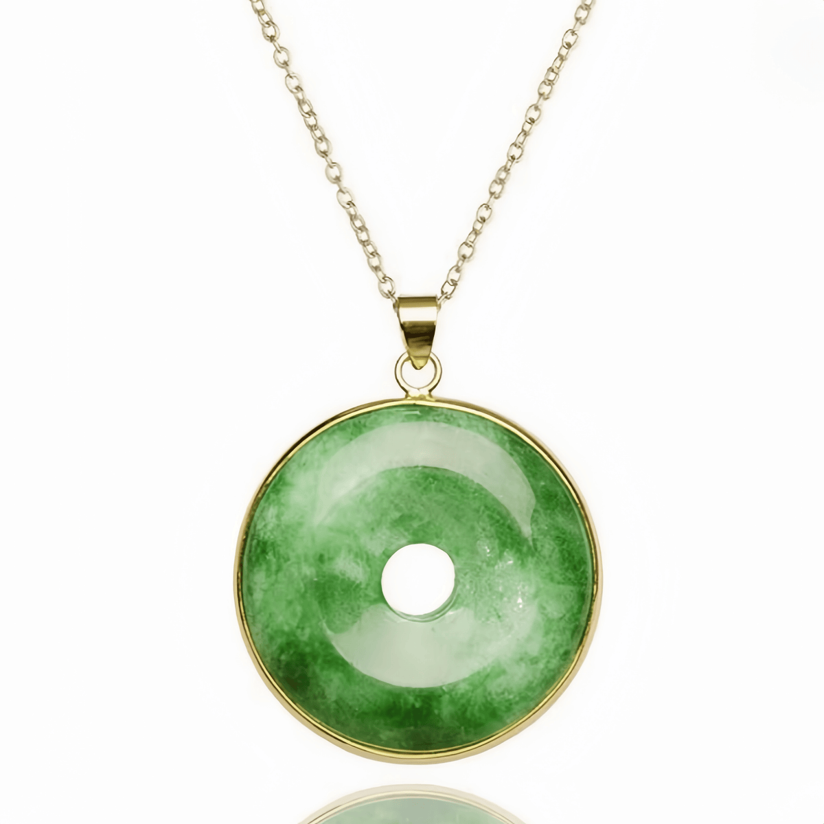 Natural Stone Necklace - Elegant Circular Pendant with Golden Accents for Harmony & Prosperity