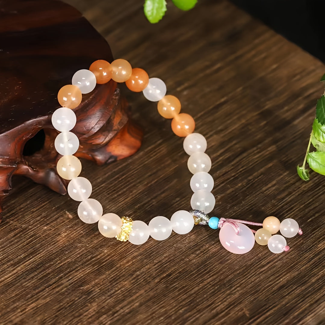 Elegant Colorful Beaded Bracelet with Peace Buckle for Men - Grounding, Protection, and Stylish Energy