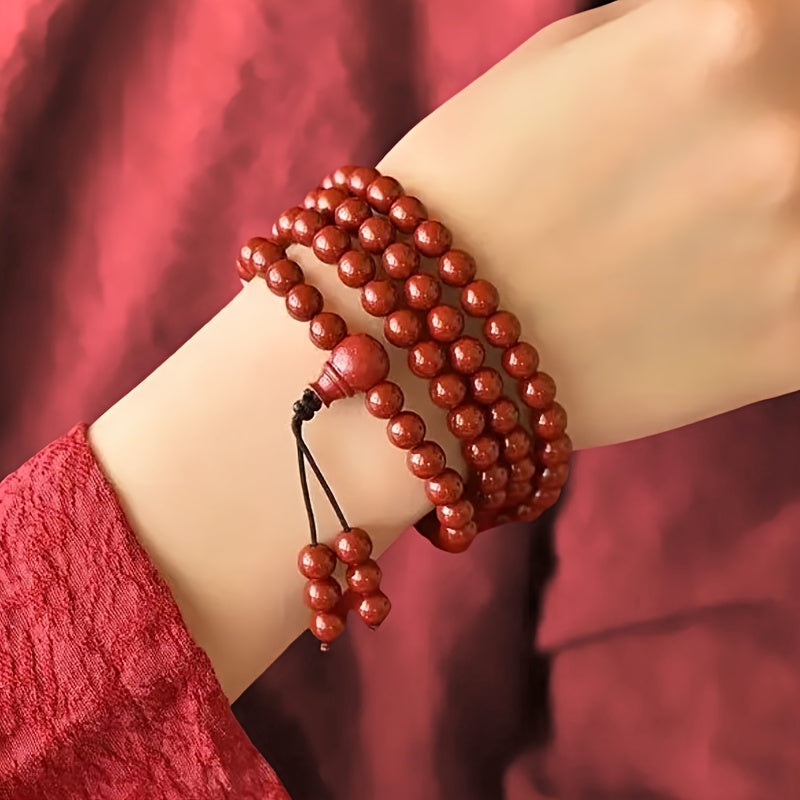 108 Beads Blessing Bracelet: Red Agate Beads for Good Luck & Spiritual Energy