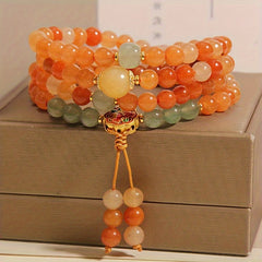 Radiant Carnelian & Enamel Multi-Ring Harmony Bracelet – Energy Balance, Vitality & Spiritual ProtectionRadiant Carnelian