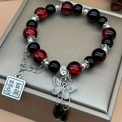 Blessing-Themed Bohemian Beaded Bracelet - Pink & White Resin Beads for Happiness & Creativity