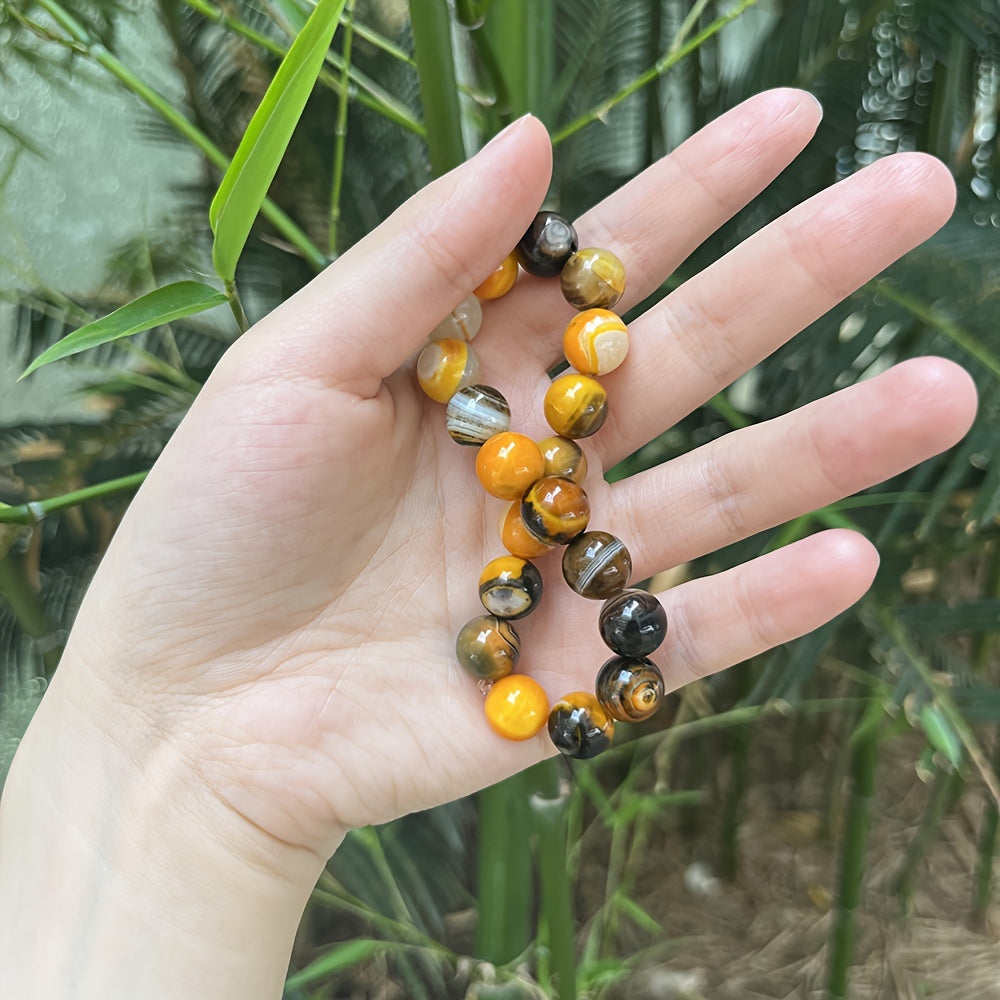 Agate Bracelet Natural Stone Beads Handmade Boho Energy Jewelry