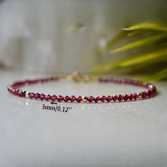 January Birthstone Garnet Small Bead Delicate Bracelet - Energy & Vitality for Daily Wear