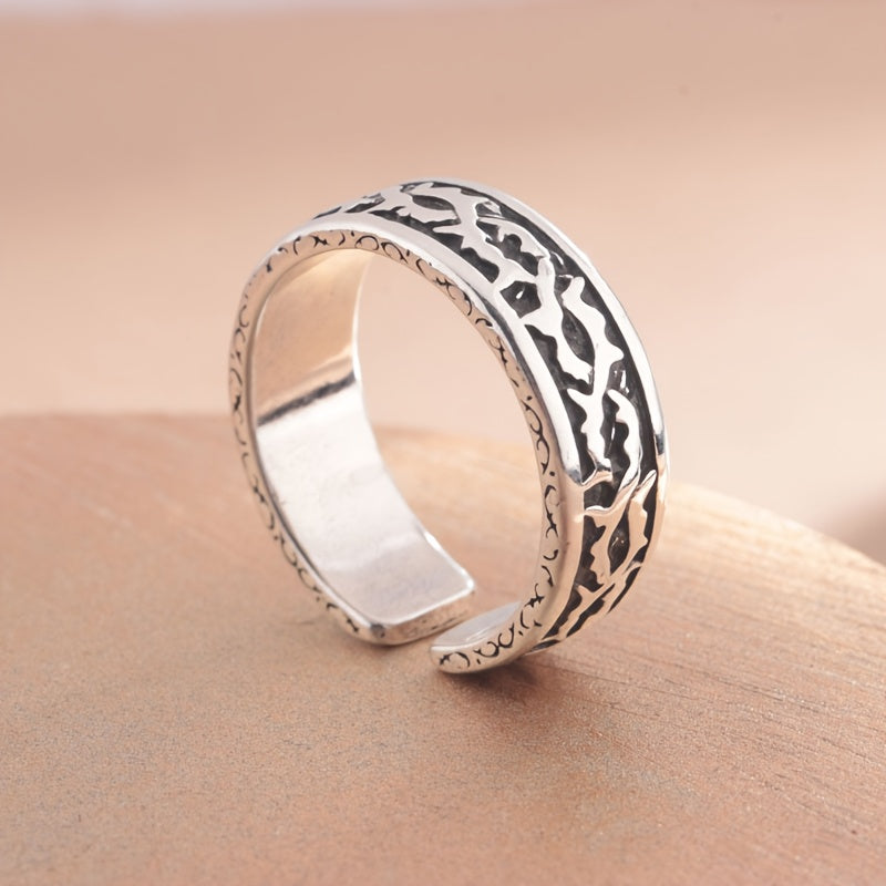 Adjustable Thorn Cross Ring for Teens | Vintage Bronze Plant-Inspired Energy Jewelry
