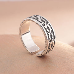 Adjustable Thorn Cross Ring for Teens | Vintage Bronze Plant-Inspired Energy Jewelry