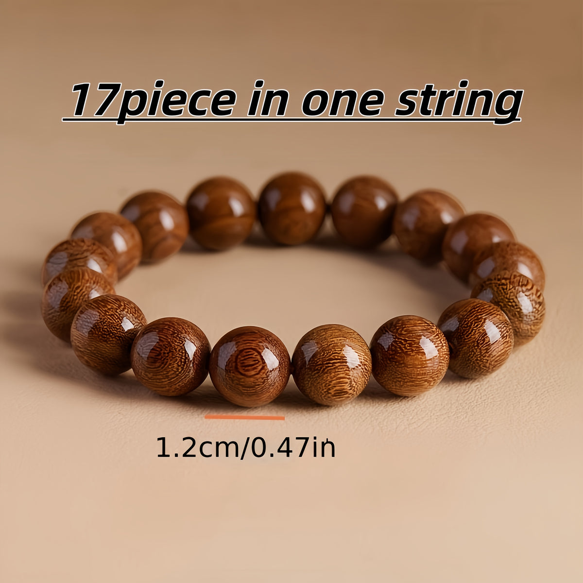 17pcece Veneer Wooden Bracelet - Natural Wood Beads for Daily Energy & Spiritual Harmony