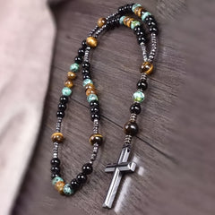 Natural Tiger Eye Cross Pendant - Spiritual Protection & Energy Healing