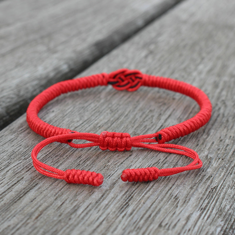 Handmade Woven Ethnic Heart Knot Red Rope Bracelet - Energy Boosting & Protection
