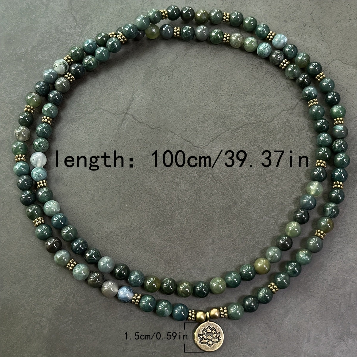 108 Moss Agate Mala Beads - Bohemian Style for Inner Peace & Holiday Gifts