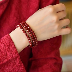 108 Natural Red Cinnabar Beads Bracelet - Enhance Spiritual Energy & Prosperity