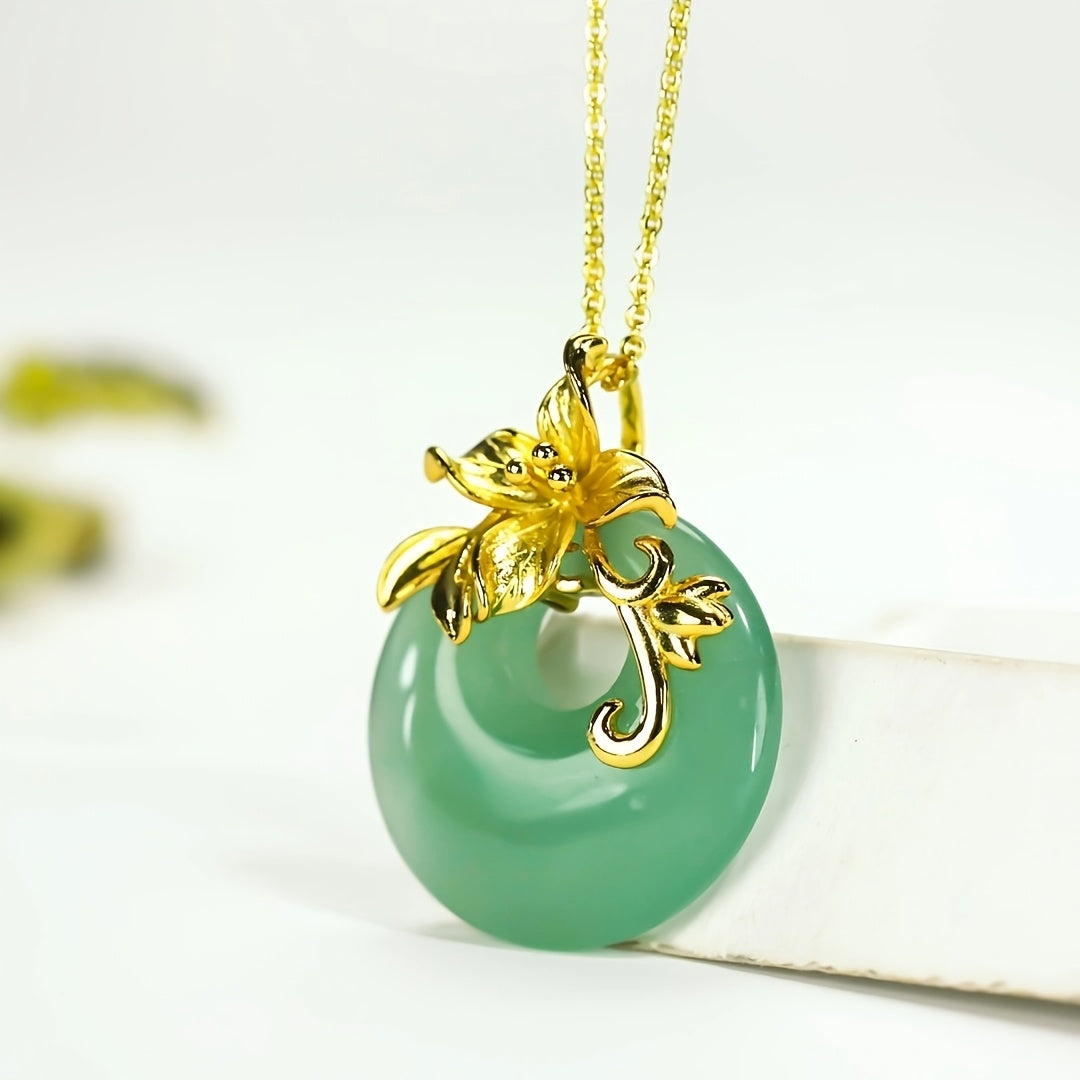 Vintage Boho Natural Stone Peace Buckle Pendant Necklace - Harmonious Energy for Daily Wear & Valentine's Day
