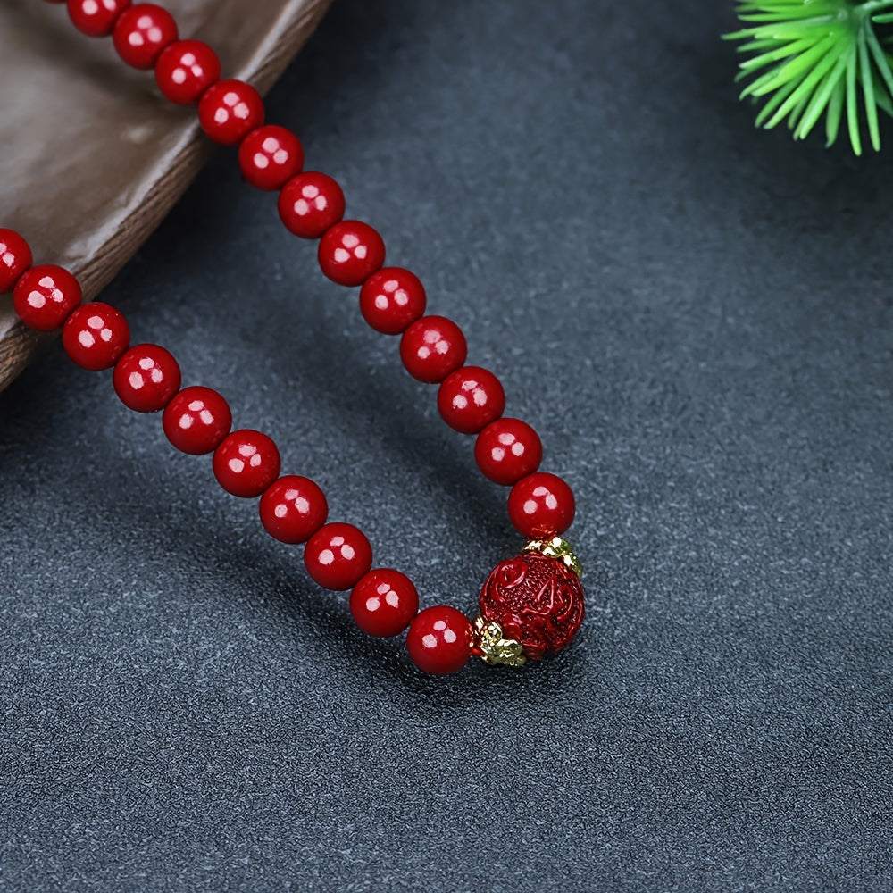 Cinnabar Pixiu & Tassel Bracelet for Wealth, Protection & Good Fortune Cinnabar Jewelry, Pixiu And Tassel Bracelet Unisex