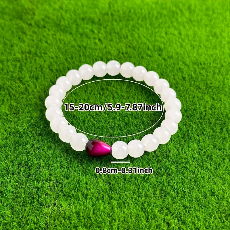 1pc Bohemian Elastic Bracelet - Gradient Stone White Stone for Calming Communication