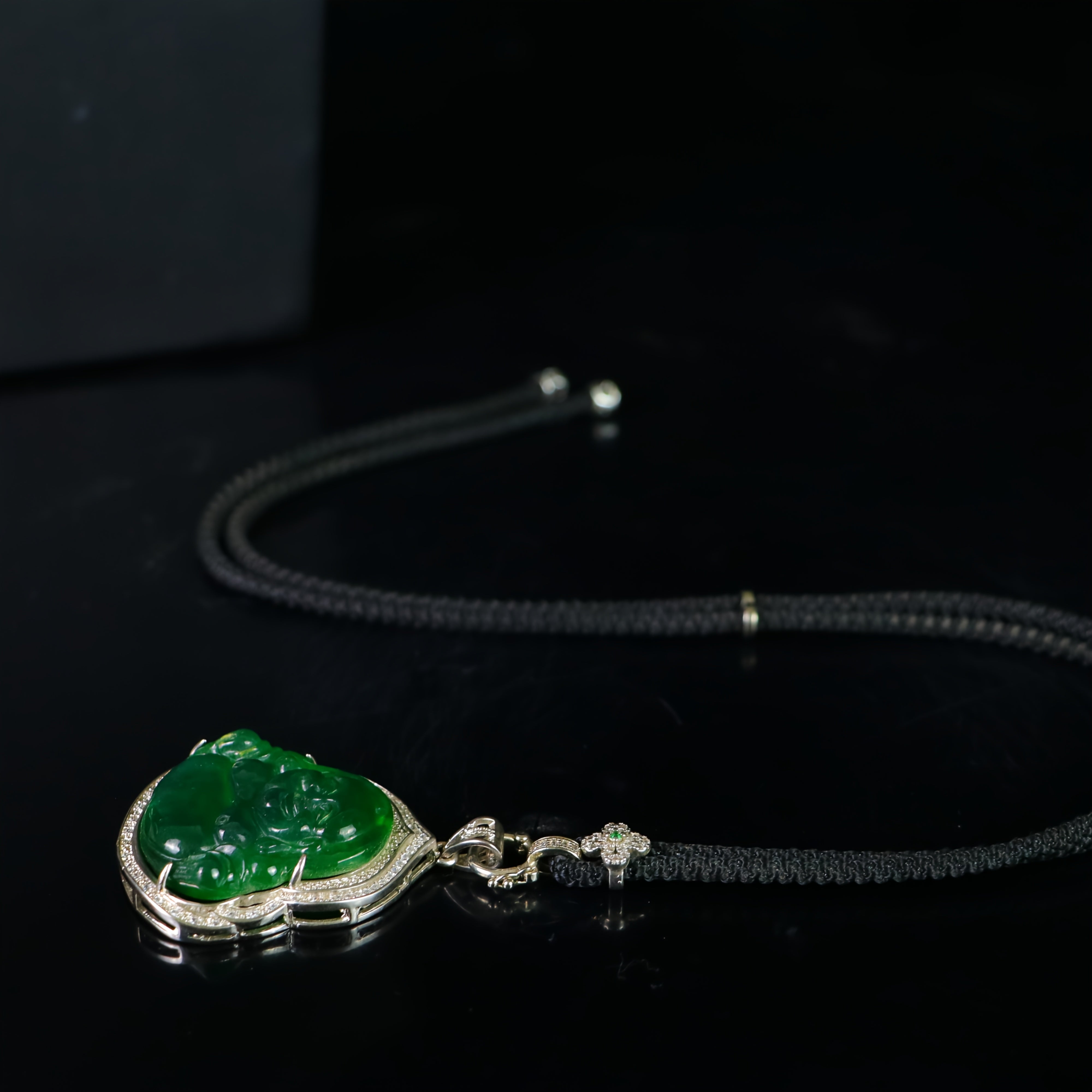 Elegant Faux Jade Emperor Character Pendant Necklace for Men and Women - Natural Stone for Authority, Protection and Spiritual Harmony