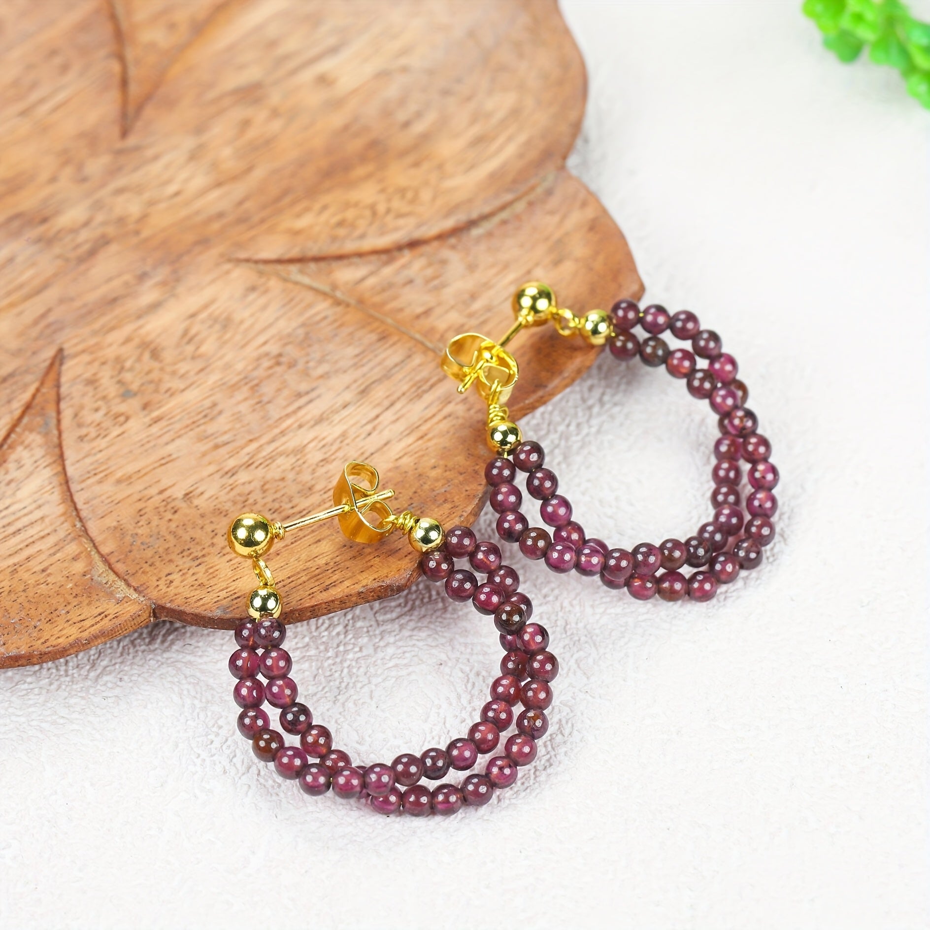 Garnet Grape Earrings - Natural Energy for Everyday Wear & Holiday Gifts