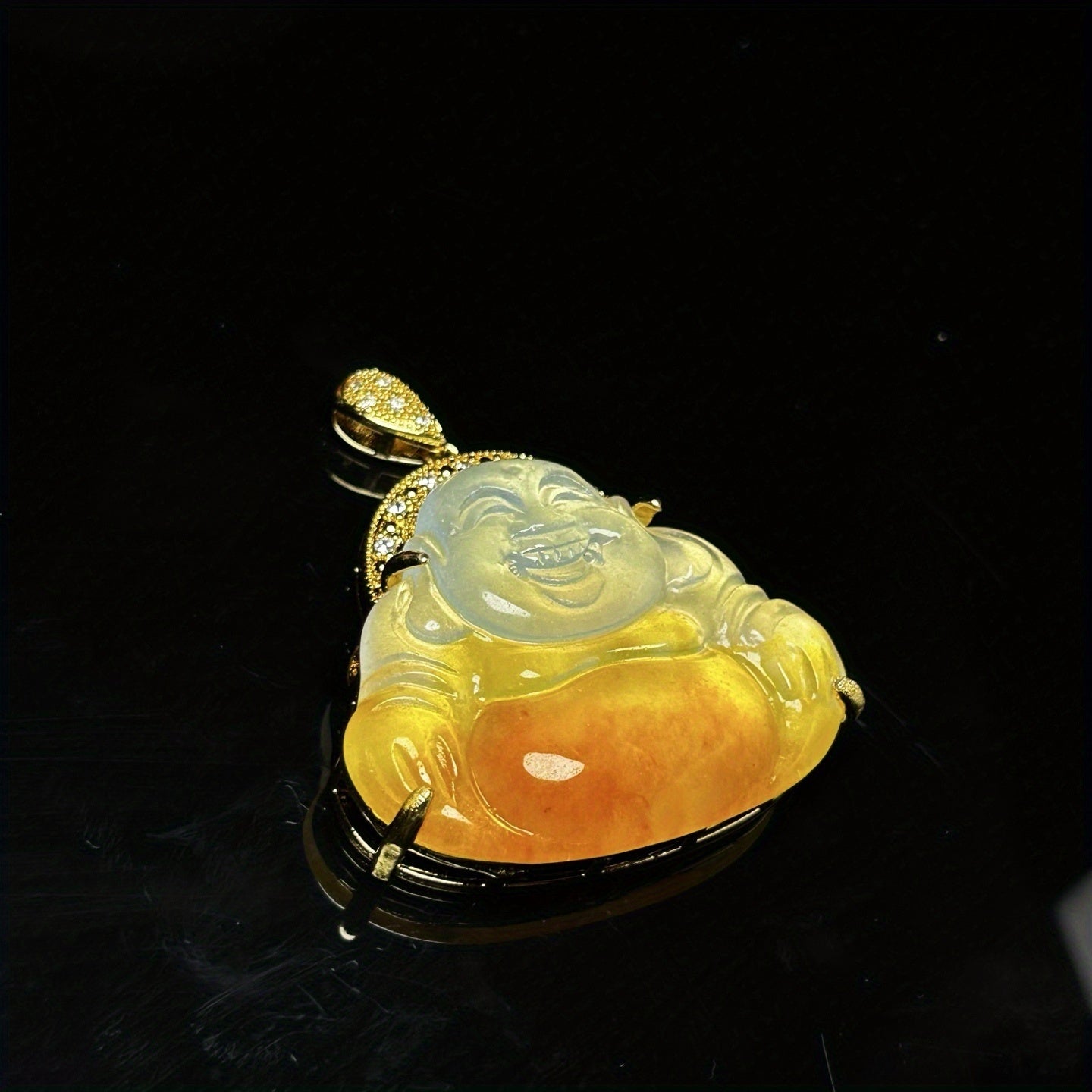 Men's Natural Jadeite Laughing Buddha Pendant for Prosperity, Protection & Good Fortune