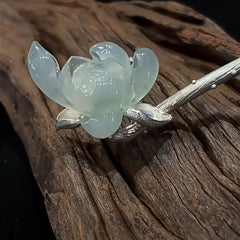 Chinese Lotus Hairpin with Silver Branch Design - Transparent Three-dimensional Ancient Cool Feel for Spiritual Harmony & Mindful Energy