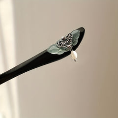 1pc Elegant Chinese Style Lotus Pearl Hairpin - Vintage Luxury Hair Stick for Bun Updo with Mindful Energy Flow, Daily Wear & Holiday Gifts