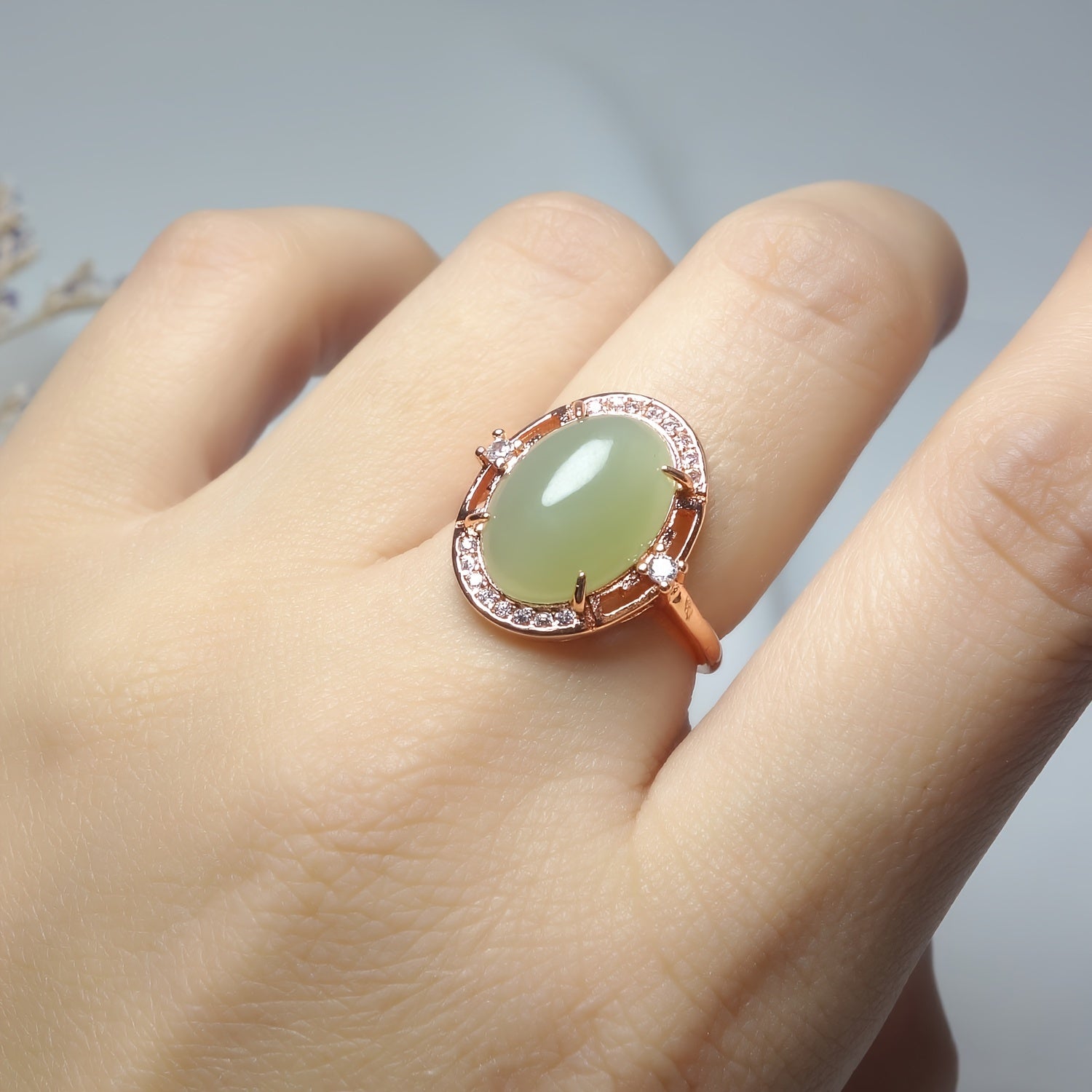 Natural Stone Men's Ring - Green Jade Energy for Harmony & Protection