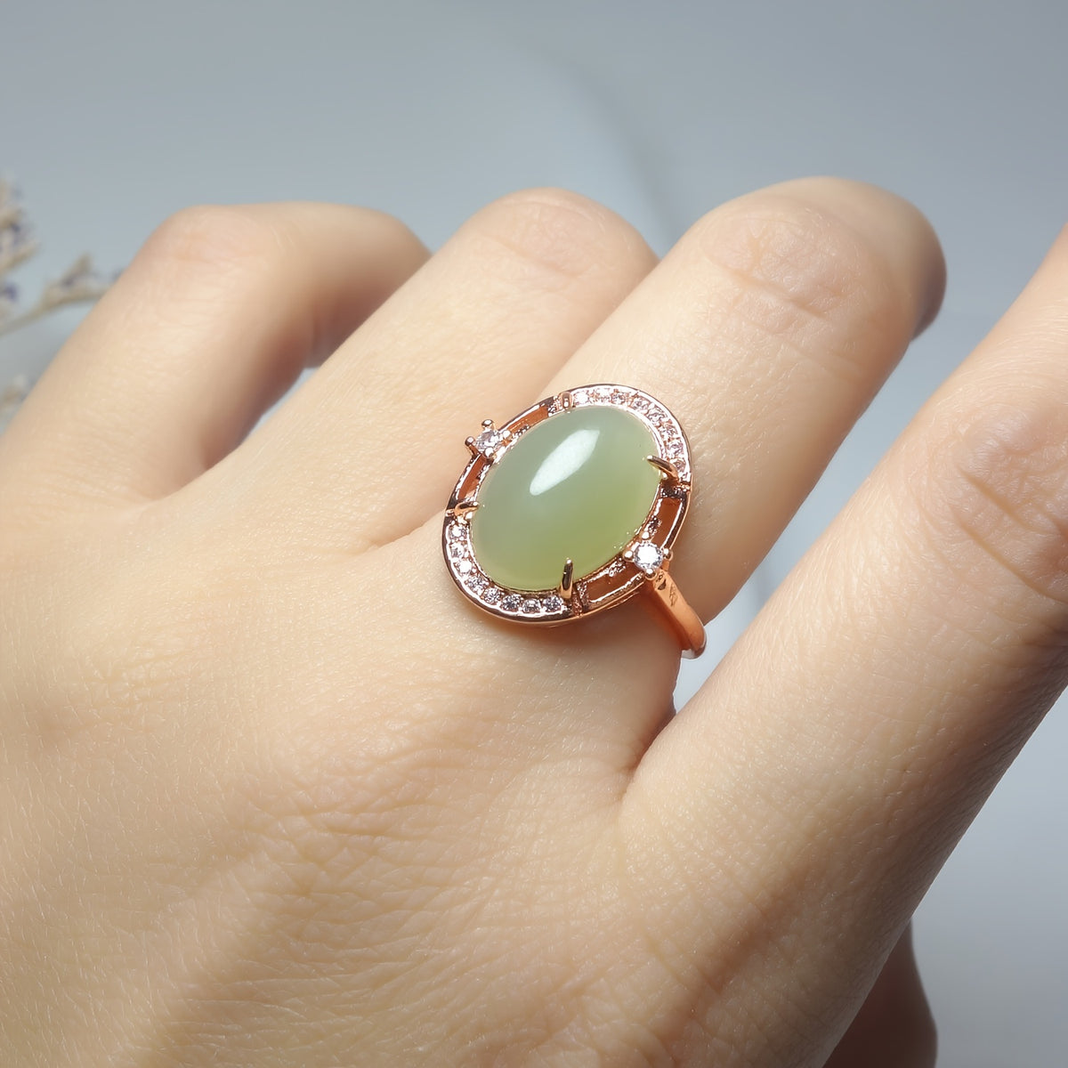 Natural Stone Men's Ring - Green Jade Energy for Harmony & Protection