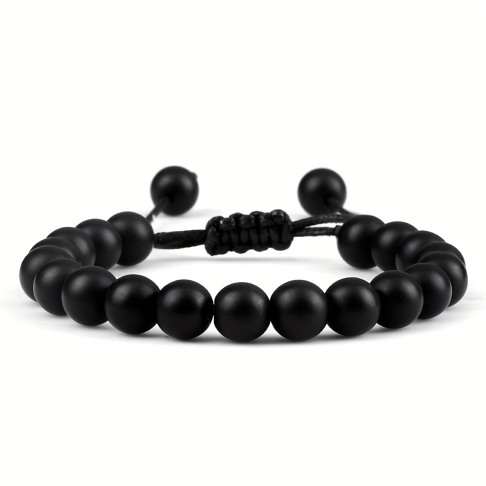 Elegant Vintage Black Matte Stone Bracelet - Grounding Energy for Daily Wear