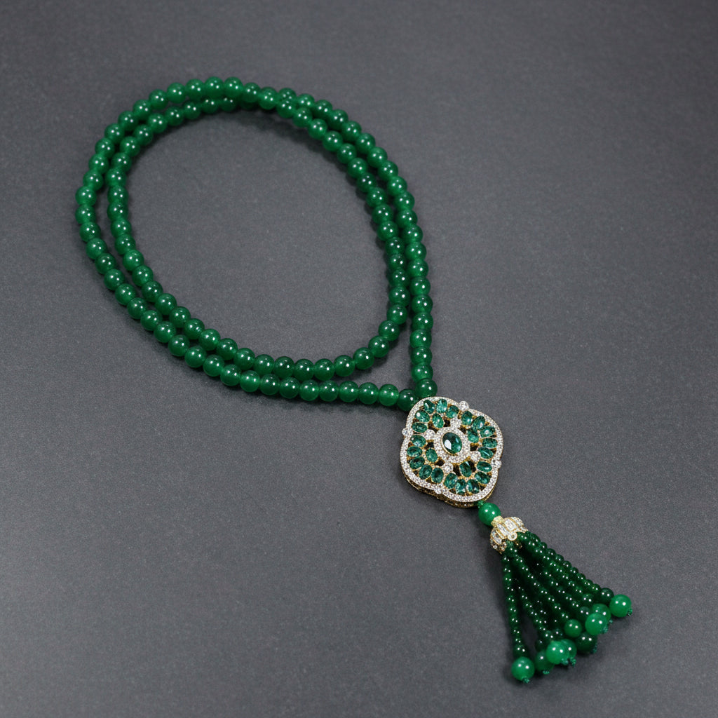 Elegant Faux Jade Flower Pendant Necklace for Harmony Grace and Abundance