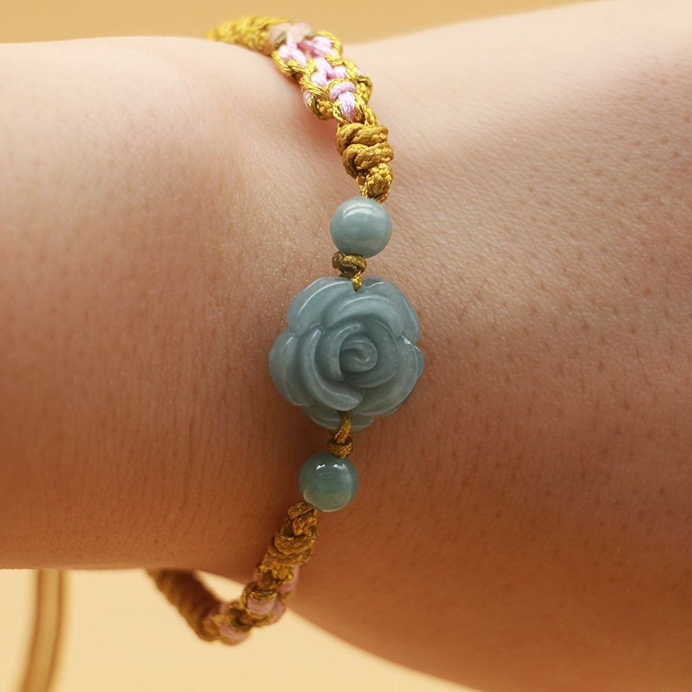 Handmade Natural Stone Rose Bracelet - Unisex Fashion for Valentine's Day Energy