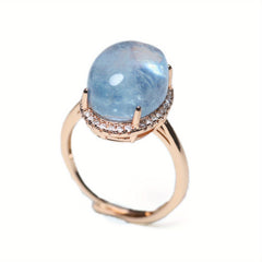 Elegant Oval-Cut Blue Sapphire Halo Ring for Spiritual Connection & Daily Wear