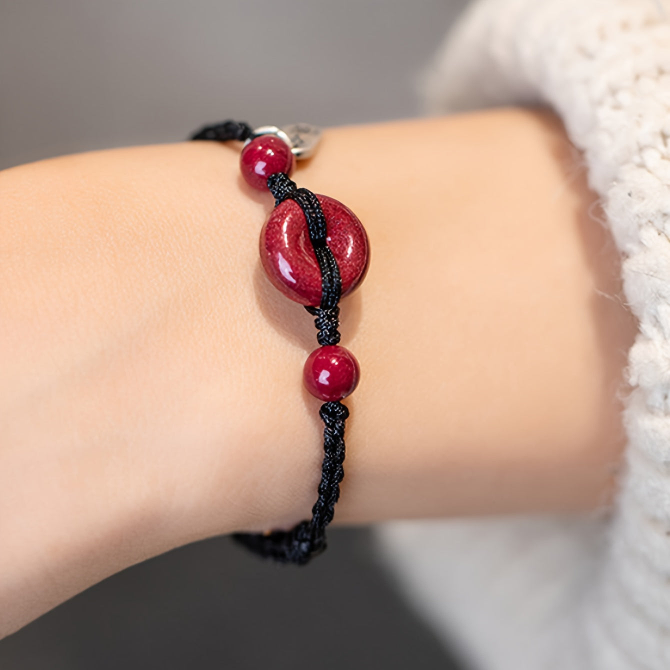Handmade Lucky Protection Braided Bracelet - Red Bead Charm for Good Luck & Protection