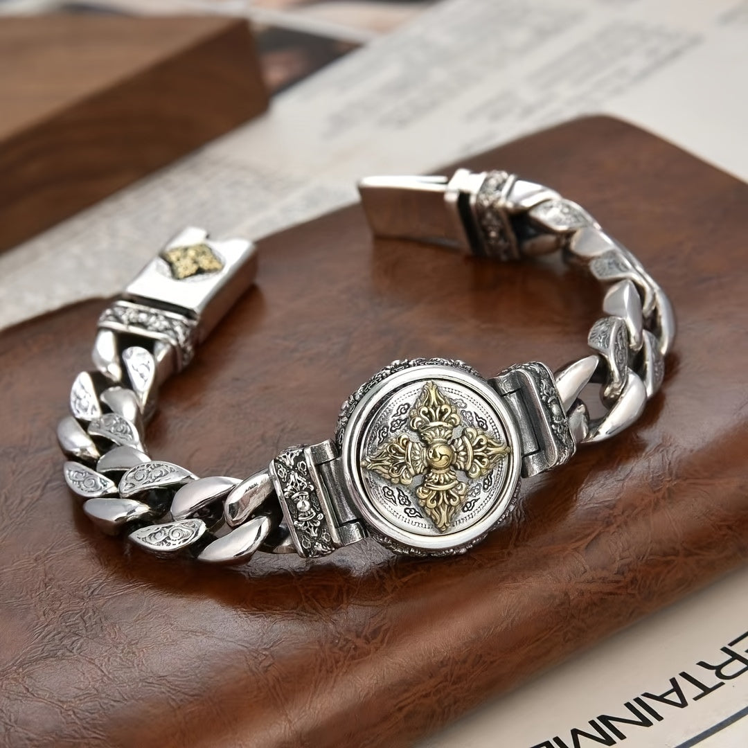 High-End Copper Fashion Bracelet - Rotatable Ethnic Retro Design for Spiritual Energy