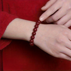 Natural Cinnabar Bracelet - Zodiac Year Purple Golden Sand Fortune Beads for Energy & Protection