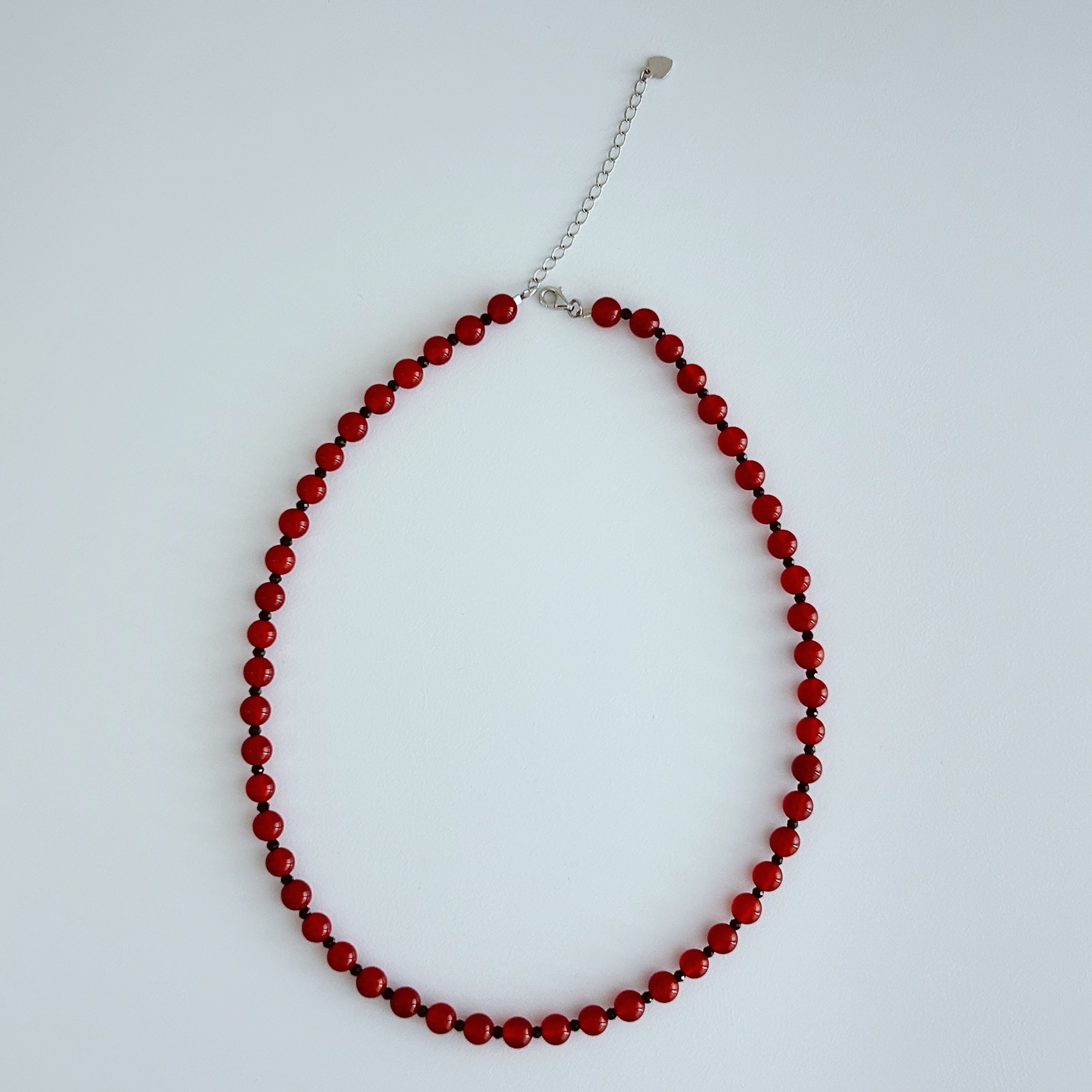 Elegant Red Onyx & Natural Spinel Necklace - French Romantic Style for Harmony & Protection